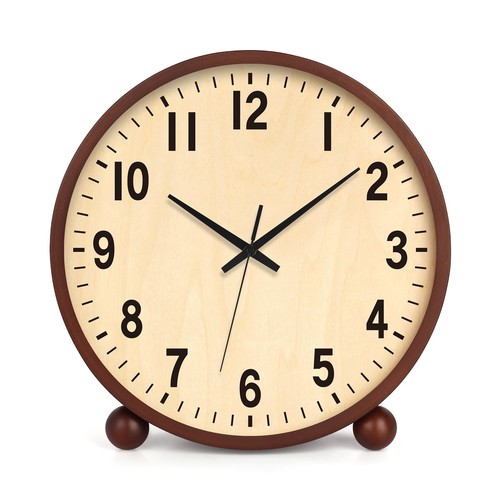 Wooden table clock 8in silent - wooden,